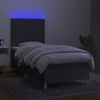 vidaXL Letto a Molle Materasso e LED Grigio Scuro 80x200 cm in Tessuto