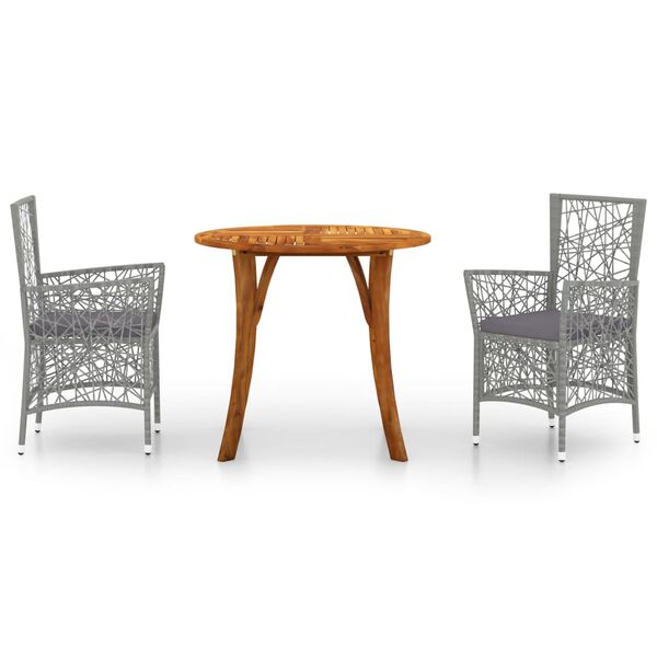 vidaXL Set Mobili da Pranzo per Giardino 3 pz Grigio