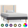 vidaXL Giroletto con LED Crema e Grigio Scuro in Tessuto 100x200 cm