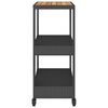 vidaXL Carrello da Bar 3 Livelli Nero in Polyrattan e Legno Acacia