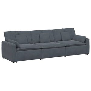 vidaXL Divano Modulare con Cuscini Grigio Scuro