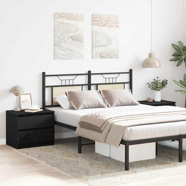 vidaXL Armadio da Notte 2 pcs Rovere Nero 50 x 40 x 43,5 cm