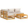 vidaXL Set Salotto Giardino 5pz Cuscini Grigio Chiaro Legno Massello
