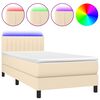 vidaXL Letto a Molle con Materasso e LED Crema 80x200 cm in Tessuto