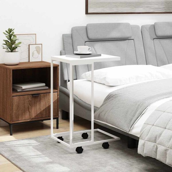 vidaXL Tavolino con Ruote Bianco 40x30x63,5cm in Legno Multistrato