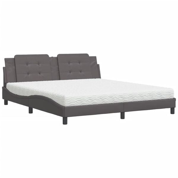 vidaXL Letto con Materasso Zadar Grigio 180x200 cm in Similpelle