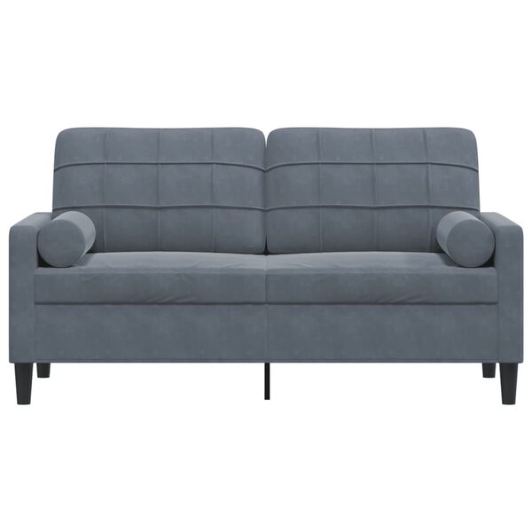 vidaXL Divano a 2 Posti con Cuscini Grigio Scuro 140 cm in Velluto