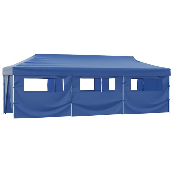vidaXL Tenda Pieghevole Pop-Up con 8 Pareti Laterali 870x291x315 cm Blu