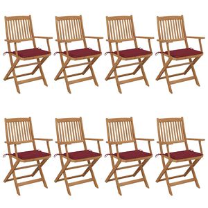 vidaXL Sedie da Giardino Pieghevoli 8 pz con Cuscini Massello Acacia