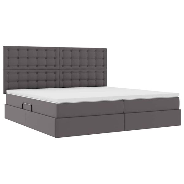 vidaXL Letto con Contenitore Grigio 200 x 200 cm Pelle Sintetica