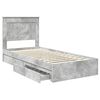vidaXL Letto con Contenitore con testiera Grigio cemento 90 x 200 cm
