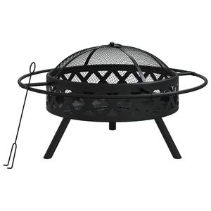 vidaXL Braciere con Attizzatoio 70 cm XXL in Acciaio