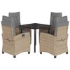 vidaXL Set Pranzo da Giardino 5 pz con Cuscini Beige Misto Polyrattan