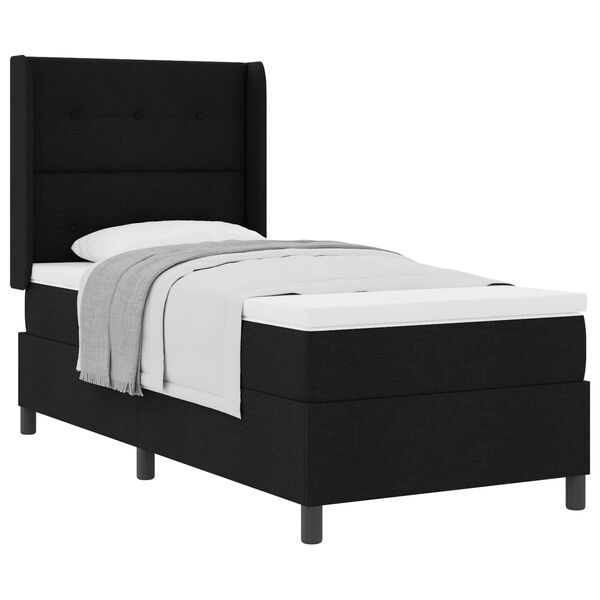 vidaXL Letto a molle con materasso Nero 190 x 90 cm Tessuto