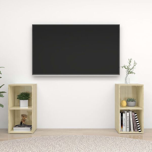 vidaXL Mobili TV 2 pz Rovere Sonoma 72x35x36,5 cm in Legno Multistrato