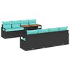 vidaXL Set Divano da Giardino 9 pz 8-Numero di posti Nero e Teal