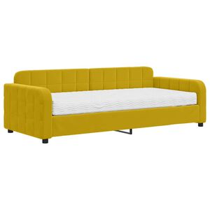 vidaXL Divano Letto con Materasso Giallo 90x200 cm in Velluto