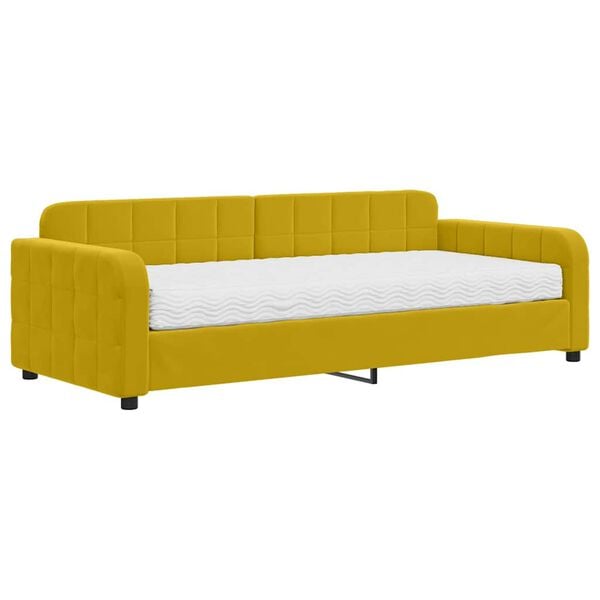 vidaXL Divano Letto con Materasso Giallo 90x200 cm in Velluto