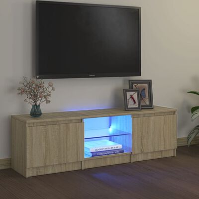vidaXL Mobile Porta TV con Luci LED Rovere Sonoma 120x30x35,5 cm