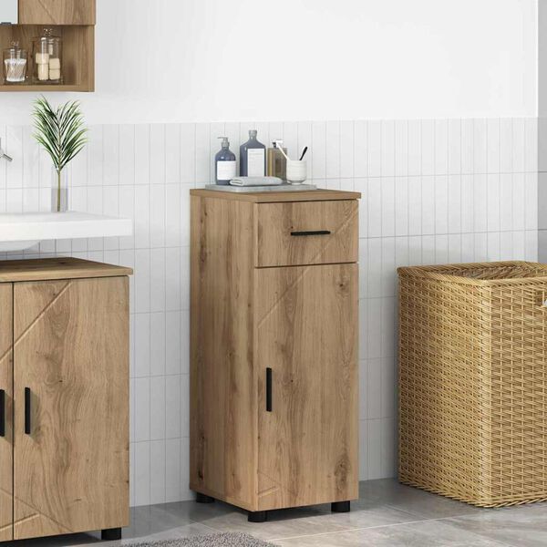 vidaXL Mobile da Bagno con cassetto Rovere artigianale 30 x 35 x 80 cm