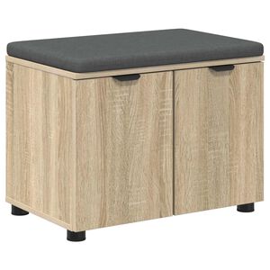 vidaXL Panca per ingresso con cuscino Rovere Sonoma 60 x 38 x 46 cm
