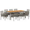 vidaXL Set da Pranzo per Giardino 9 pcs Grigio polyrattan