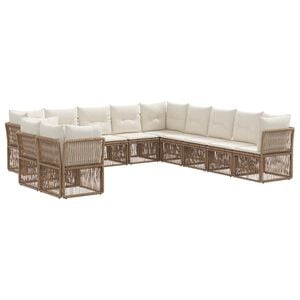 vidaXL Set Divano da Giardino 11 pcs Beige polyrattan