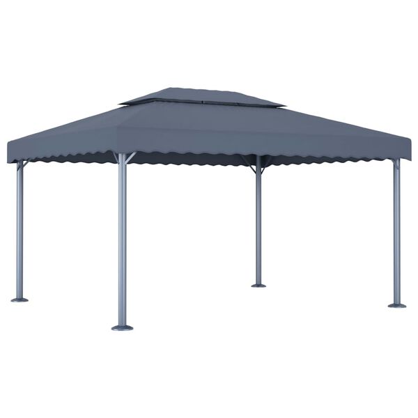 vidaXL Gazebo con Pareti e Luci LED 400x300 cm Antracite in Alluminio