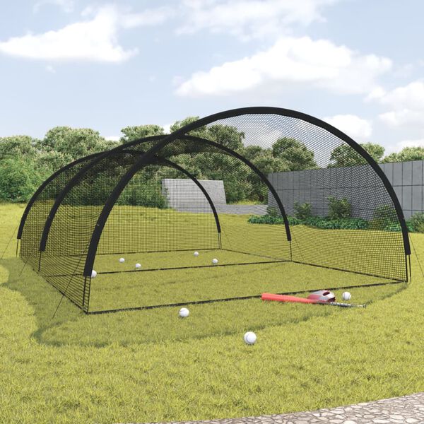 vidaXL Rete Gabbia da Battuta Baseball Nera 600x400x250 cm Poliestere