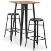 vidaXL Set da Bar 3 pz in Acciaio Nero