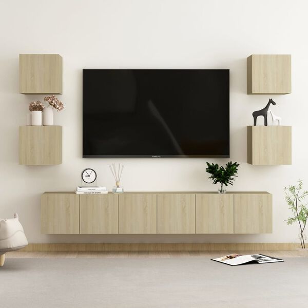 vidaXL Set di Mobili Porta TV 7 pz Rovere Sonoma in Legno Multistrato