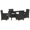 vidaXL Set da Pranzo per Giardino 5 pcs Nero polyrattan