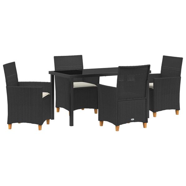 vidaXL Set da Pranzo per Giardino 5 pcs Nero polyrattan