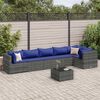 vidaXL Set Divani da Giardino 7 pz con Cuscini in Polyrattan Grigio