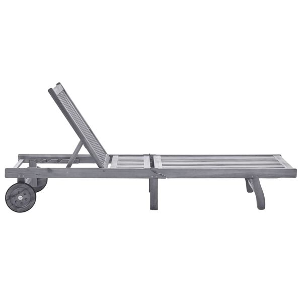 vidaXL Sdraio da Giardino Grigia con Cuscino in Massello di Acacia