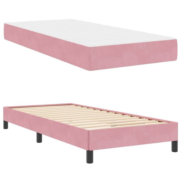 vidaXL Letto a molle con materasso Rosa 80 x 220 cm Tessuto