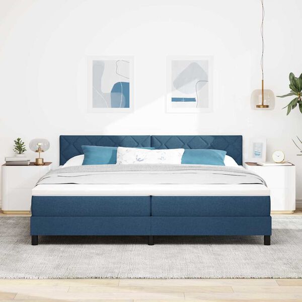 vidaXL Letto a molle con materasso con led Blu 200 x 200 cm Tessuto