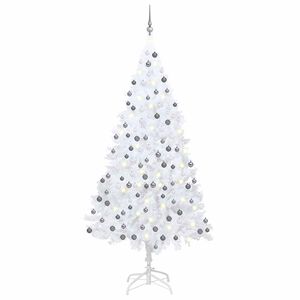 vidaXL Albero di Natale Preilluminato con Palline Bianco 210 cm PVC