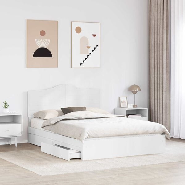 vidaXL Letto con Contenitore Bianco 150 x 200 cm Legno multistrato