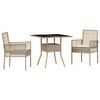 vidaXL Set da Pranzo per Giardino 3 pz Beige polyrattan