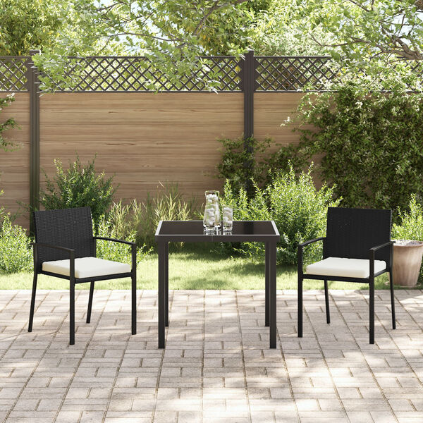 vidaXL Set da Pranzo per Giardino 3 pcs Nero Poly Rattan
