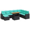 vidaXL Set Divani da Giardino 9 pz con Cuscini Nero in Polyrattan