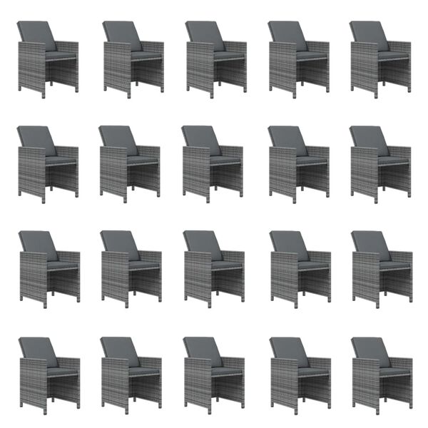 vidaXL Set da Pranzo per Giardino 21pz con Cuscini Polyrattan Grigio