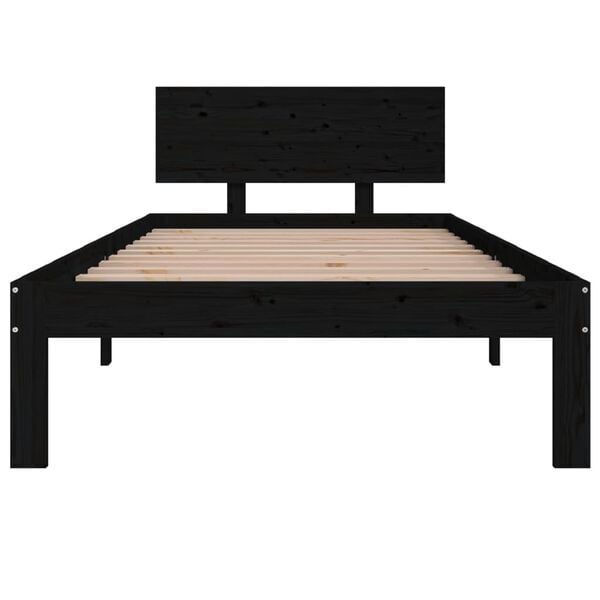 vidaXL Giroletto Nero in Legno Massello di Pino 90x200 cm