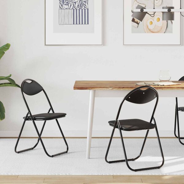 vidaXL Sedia pieghevole 2 pcs Nero 48 x 43,5 x 81 cm Pelle Sintetica