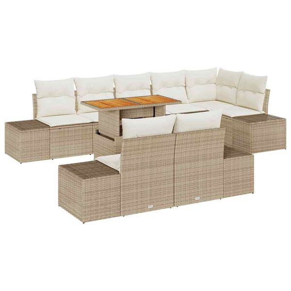vidaXL Set Divano da Giardino 9 pcs Beige Poly Rattan