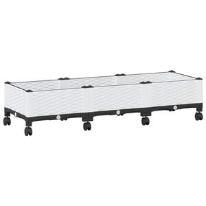 vidaXL Vaso da Giardino con Ruote Bianco 120 x 40 x 33 cm PP