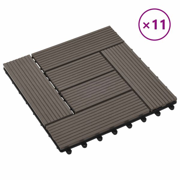 vidaXL Piastrella per Decking 11 pcs Marrone Scuro 30 x 30 cm WPC