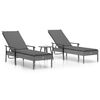 vidaXL Lettini Prendisole 2pz con Tavolino e Cuscini Polyrattan Grigio