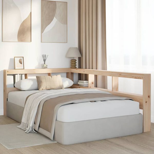 vidaXL Testiera Libreria a L 120 cm in Legno Massello di Pino